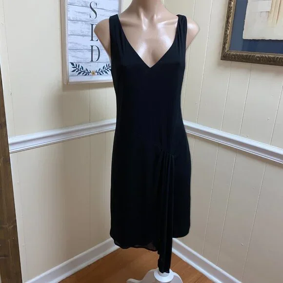 David Meister Women Little Black Dress - Jersey sz 10 - Picture 3 of 5